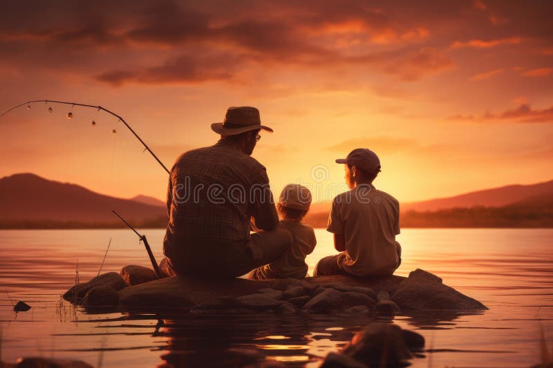 Father Son Fishing Silhouette Stock Illustrations – 89 Father Son