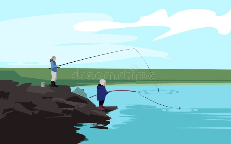 Download Father And Son Fishing. Vector Stock Illustration ...