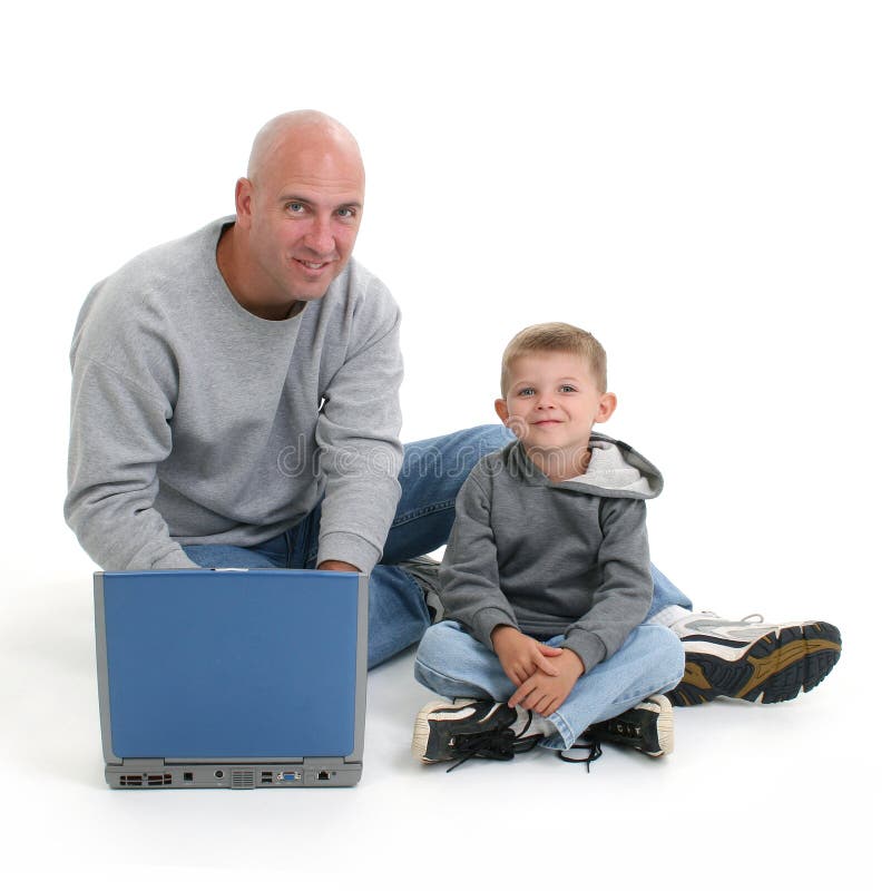 Father and Son with Laptop Computer