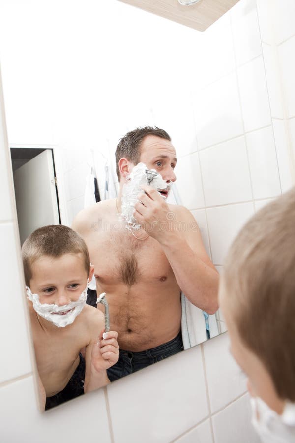 Father and Son shaving