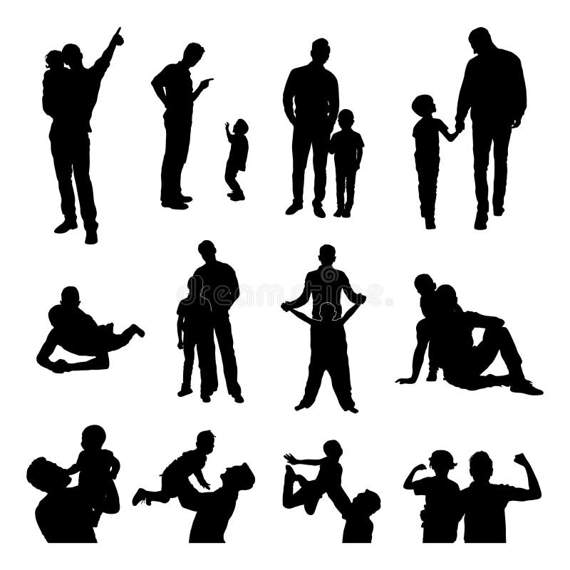 Father and Son Silhouettes, Dad and Baby Silhouette Stock Vector ...