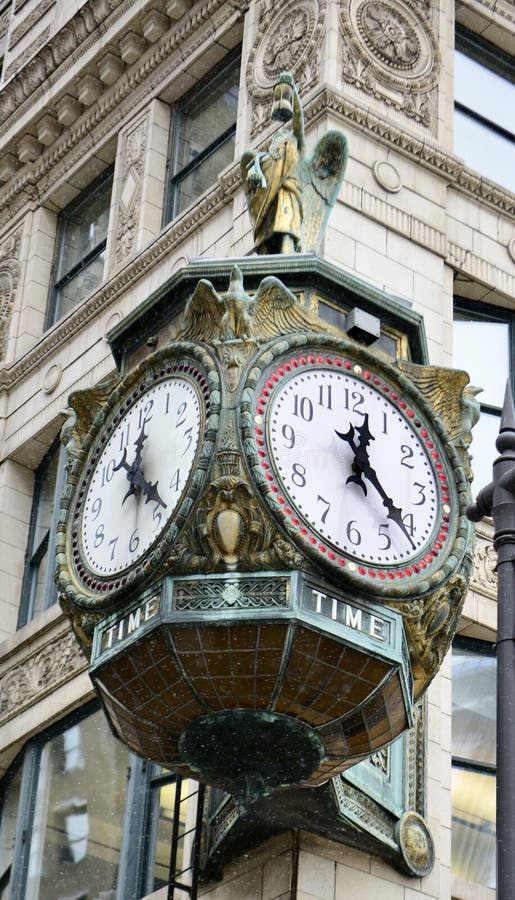 This is a Winter picture of the iconic Father Time Clock at the Jewelerâ€™s Building located on Wacker Drive in Chicago, Illinois in Cook County. This Chicago ice was a gift from the Elgin Clock Company in 1926. This picture was taken on January 24, 2018.