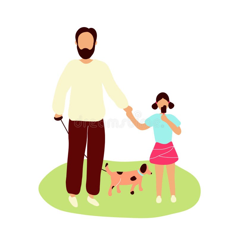 Father walking with little daughter stock illustration Father walking with little daughter stock illustration