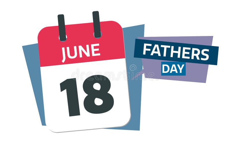 Fathers Day Calendar 2023 Date June 18 Stock Vector Illustration of