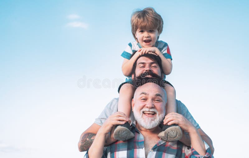 Fathers Day Father And Son With Grandfather Men Generation Stock