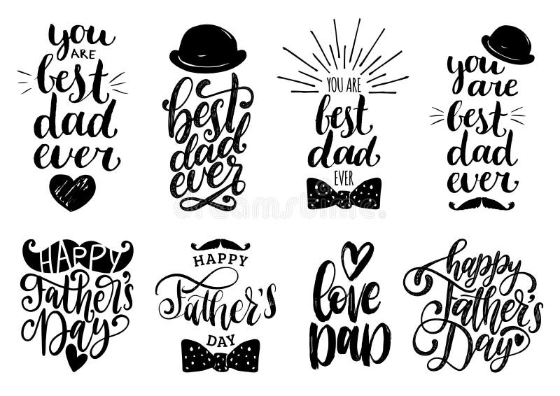 Fathers Day Holiday Calligraphy Collection. Vector Set of Handwritten ...