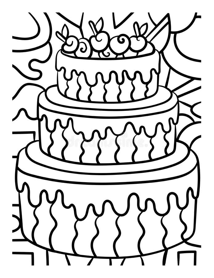 desenho de bolo para colorir de comida doce para crianças 17197908 Vetor no  Vecteezy