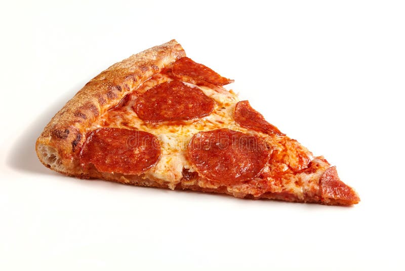 Fatia de pizza de Pepperoni original clássica isolada no fundo branco