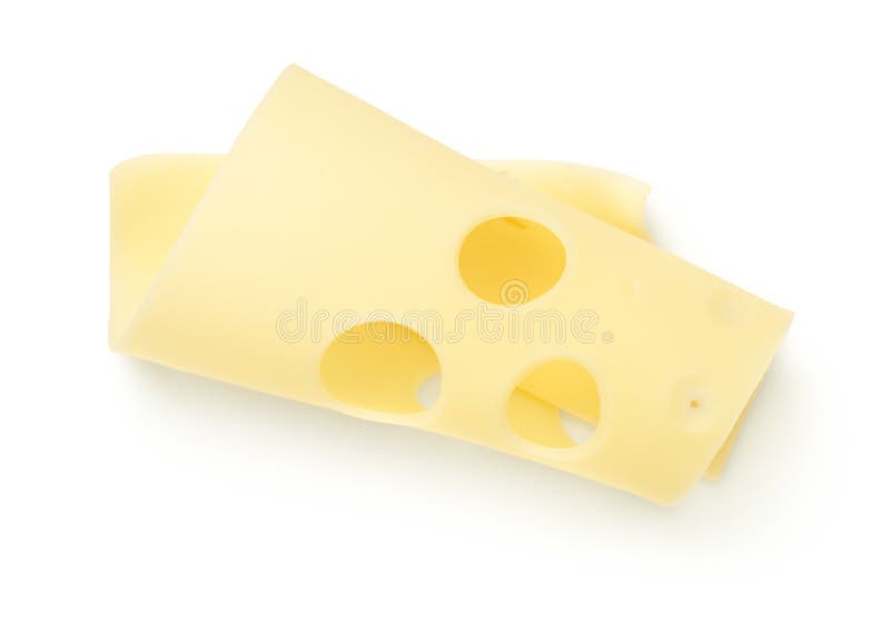 Fatia de queijo emmentaler isolada em fundo branco