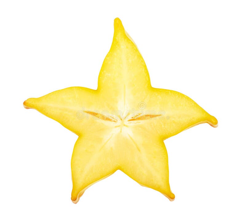 Fatia do Carambola ou do estrela-fruto isolada no fundo branco Vista superior Configuração lisa imagem de stock royalty free Fatia do Carambola ou do estrela-fruto isolada no fundo branco Vista superior Configuração lisa imagem de stock royalty free