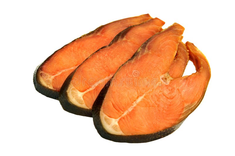 Fatias de Salmon Isolated On White Background cor-de-rosa fumado frio fotografia de stock royalty free Fatias de Salmon Isolated On White Background cor-de-rosa fumado frio fotografia de stock royalty free