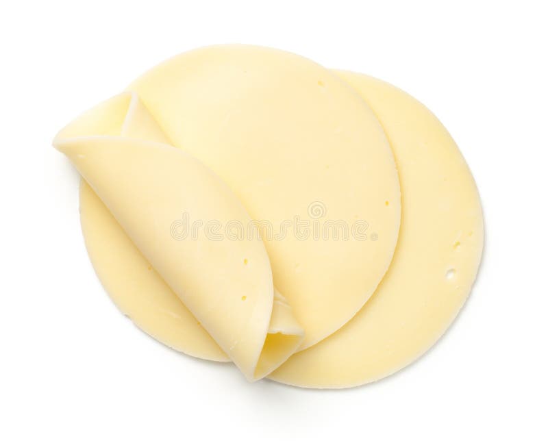 Fatias do mozzarella isoladas no fundo branco