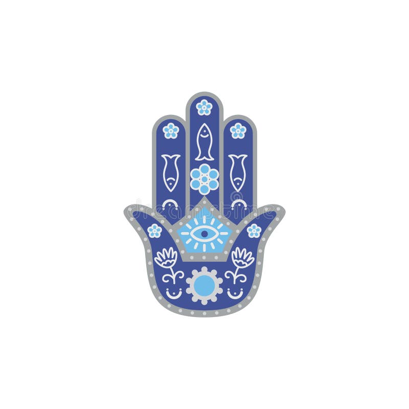 Fatima hand luck charm or protection talisman flat vector illustration isolated.