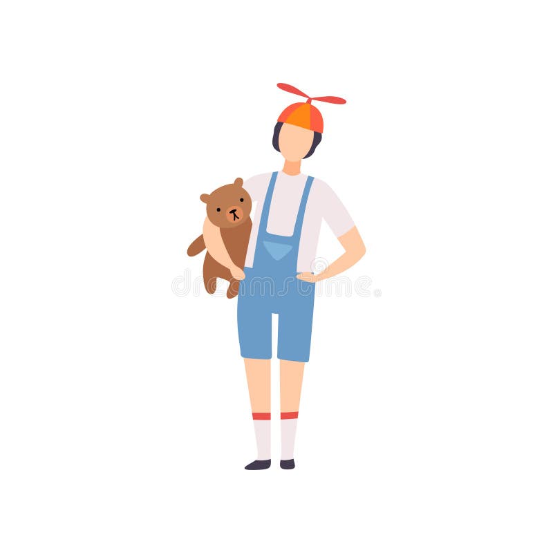 Fato-macaco vestindo do homem novo com posição do tampão da hélice com Teddy Bear, bola de disfarce, elemento do projeto do parti ilustração do vetor Fato-macaco vestindo do homem novo com posição do tampão da hélice com Teddy Bear, bola de disfarce, elemento do projeto do parti ilustração do vetor