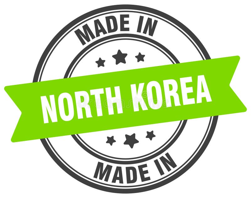 Fatta in Corea del Nord, cartello rotondo. Fatto con il timbro della Corea del Nord illustrazione di stock