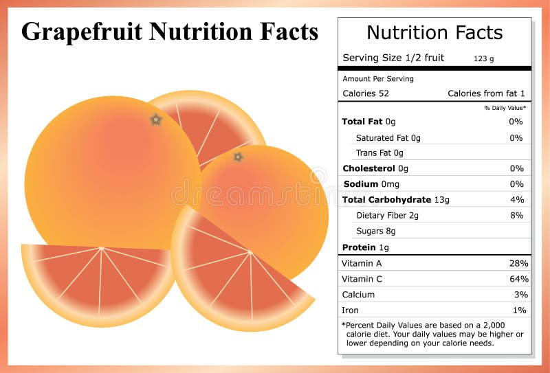 Fatti Di Nutrizione Del Pompelmo Illustrazione Vettoriale