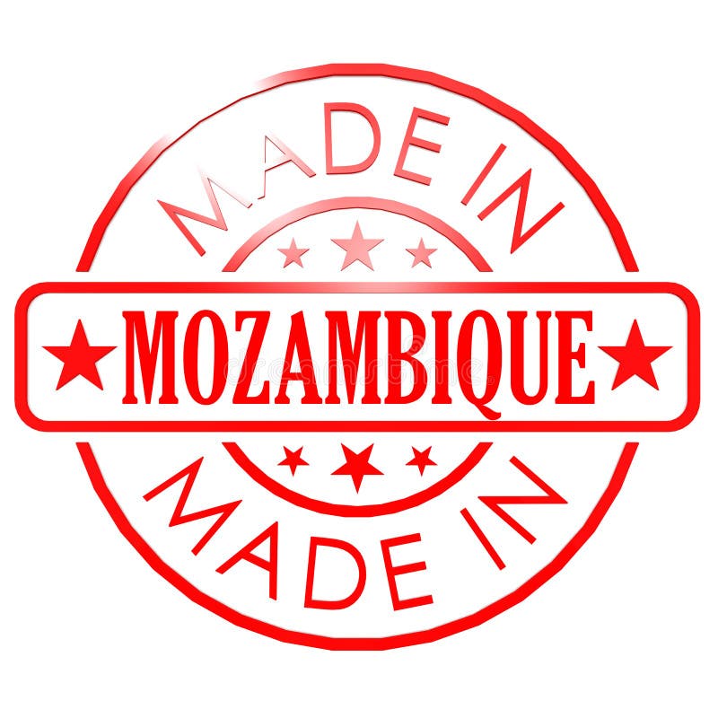 Fatto in guarnizione di rosso del Mozambico illustrazione di stock
