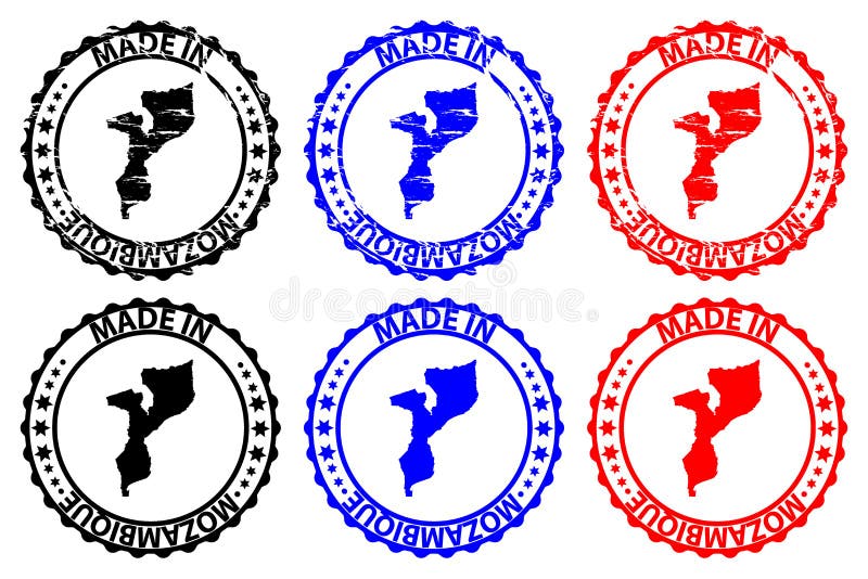 Fatto nel timbro di gomma del Mozambico royalty illustrazione gratis