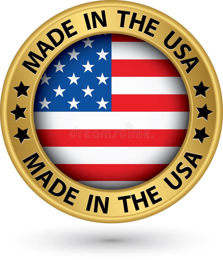 Fatto nell'etichetta dell'oro di U.S.A., illustrazione di vettore illustrazione di stock Fatto nell'etichetta dell'oro di U.S.A., illustrazione di vettore illustrazione di stock
