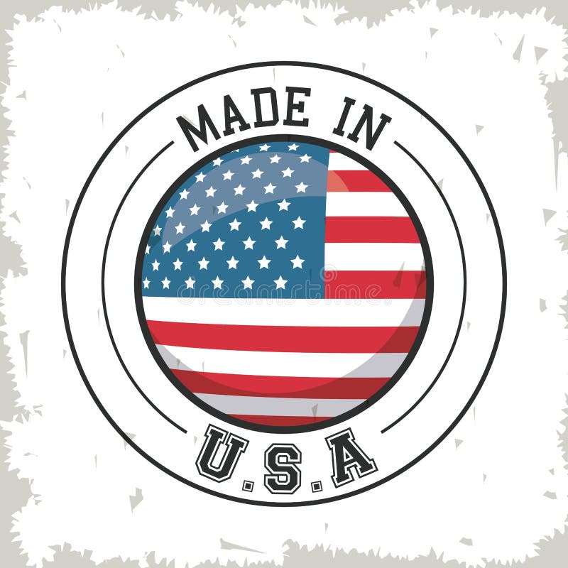 Fatto nella progettazione del bottone della bandiera di U.S.A. royalty illustrazione gratis Fatto nella progettazione del bottone della bandiera di U.S.A. royalty illustrazione gratis