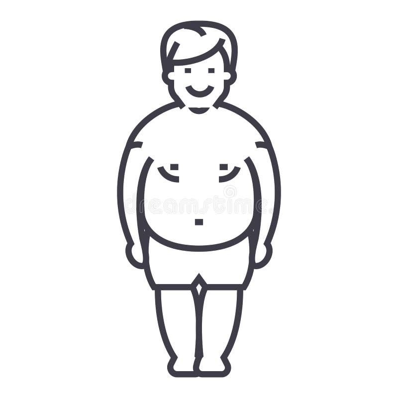 Fatty man,fat guy vector line icon, sign, illustration on background, editable strokes royalty free illustration Fatty man,fat guy vector line icon, sign, illustration on background, editable strokes royalty free illustration