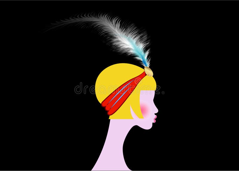 Fată blondă flapper. design pentru invitații în stil Art deco retro-party. vector izolat pe negru vector illustration