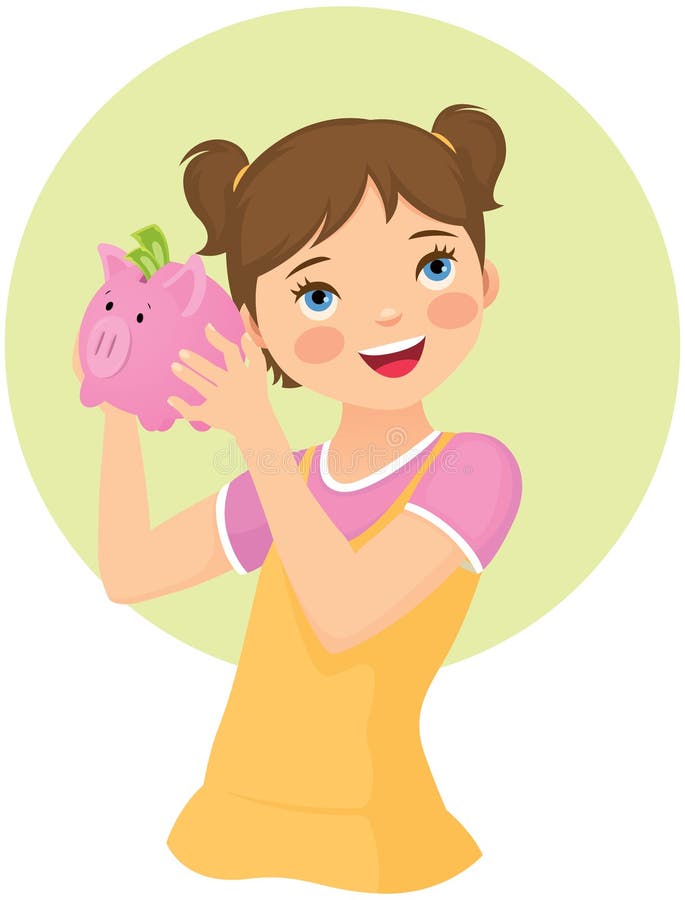 Fată care deține bani royalty free illustration