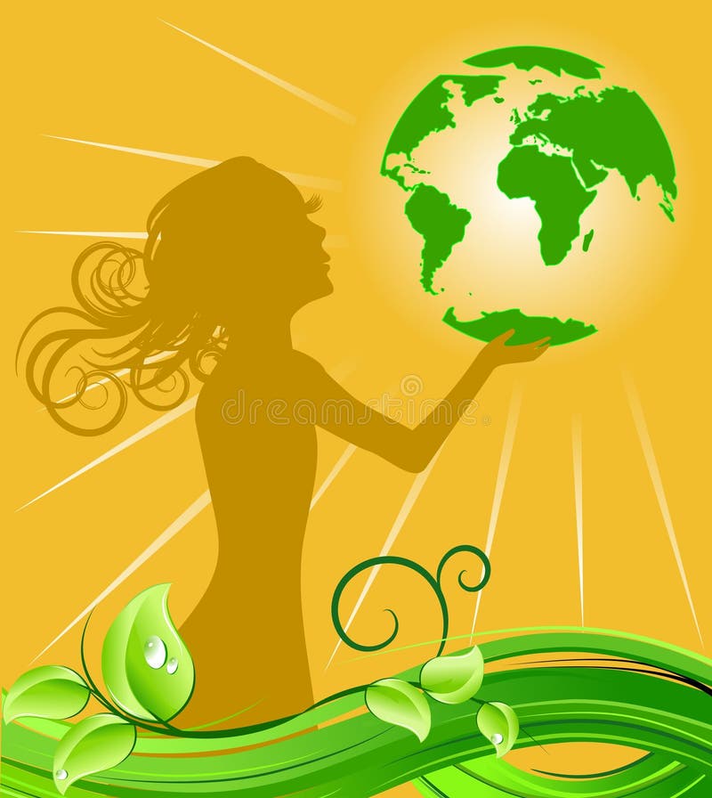 Fată care deține pământ verde royalty free illustration