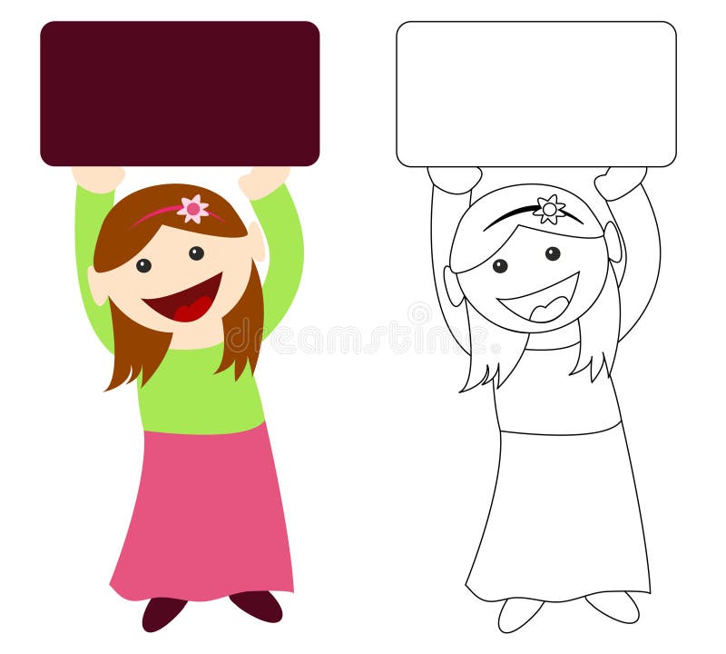 Fată care deține semnul gol stock illustration