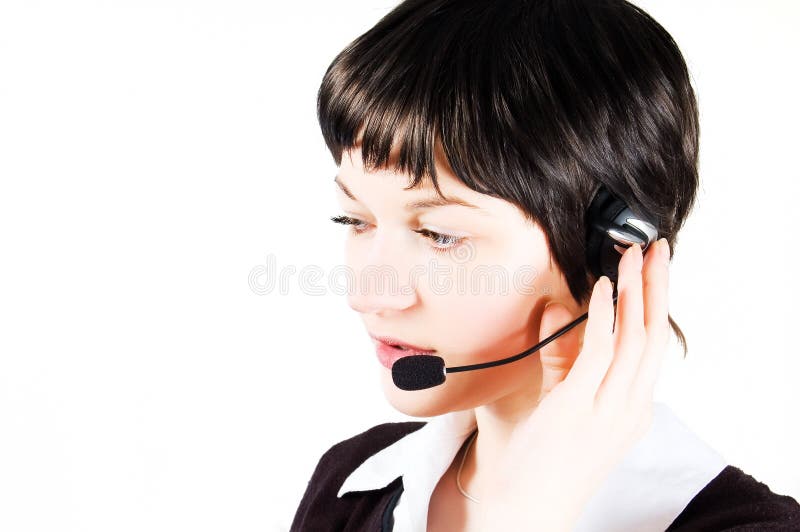 Fată cu asistență pentru clienți în centrul de apeluri stock photos