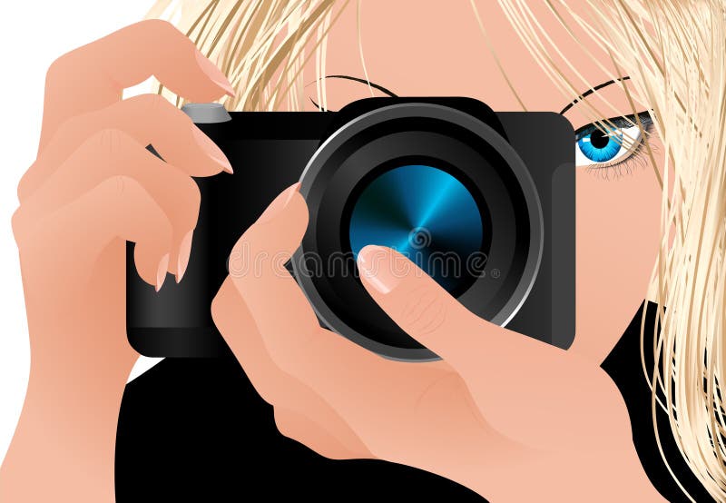 Fată cu cameră de lucru royalty free illustration