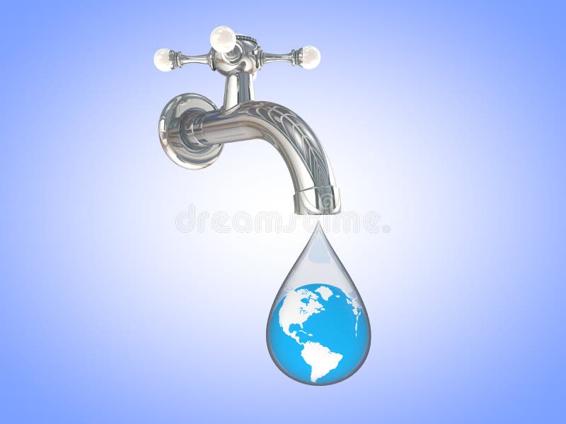 Faucet dripping with earth royalty free illustration