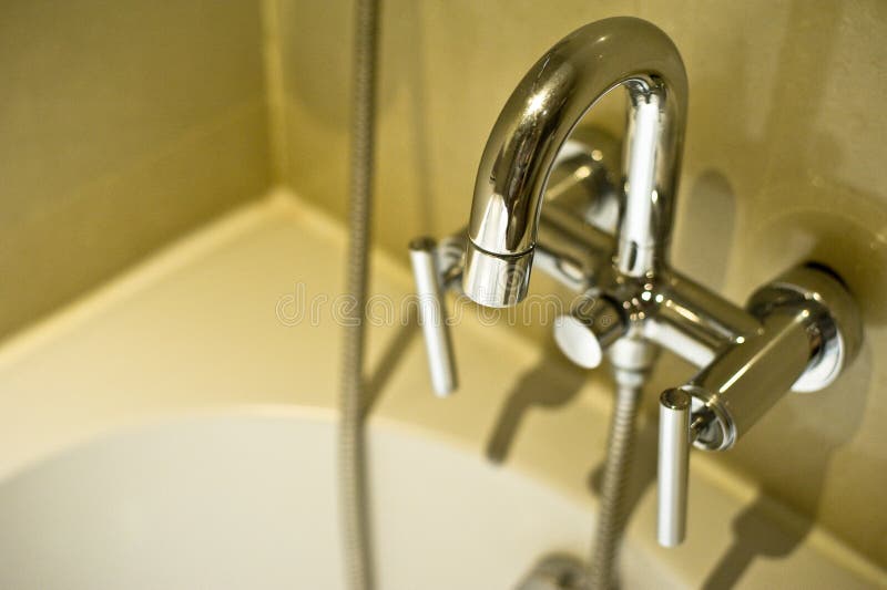 Faucet is the equipment to open and close the water in pipe for stock photo