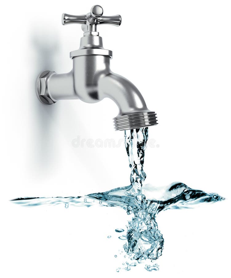 Water tap on white stock illustration. Illustration of flow 104939326