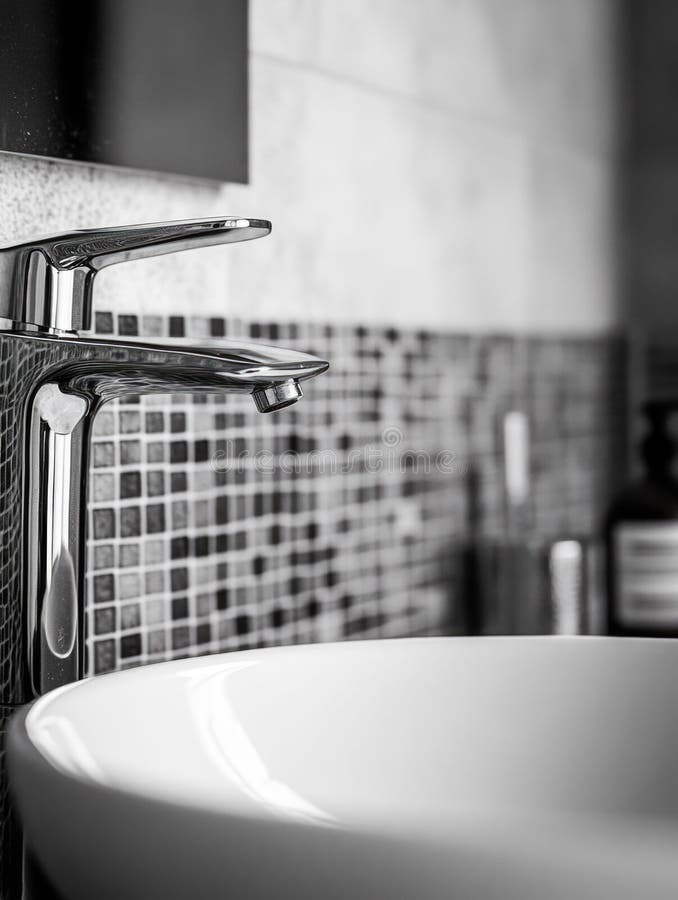 Faucet Ubijający Współczesną Łazienkę fotografia royalty free