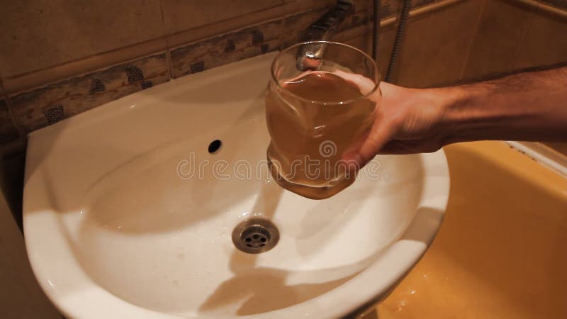 Faucet Water Runs In Sink Starts Out Dirty Rusty Golden Brown