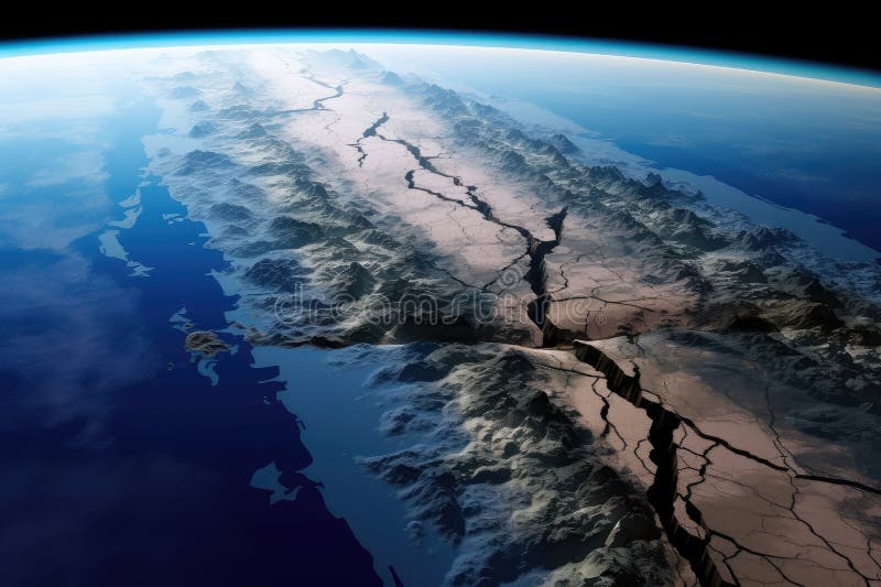 Fault Line, with Close-up View of the Earth S Surface, Showing Cracks 