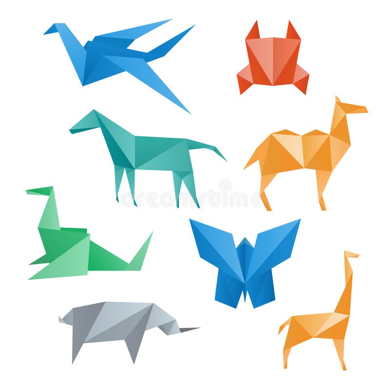 Faune de papier d'animaux, style d'origami. illustration libre de droits Faune de papier d'animaux, style d'origami. illustration libre de droits