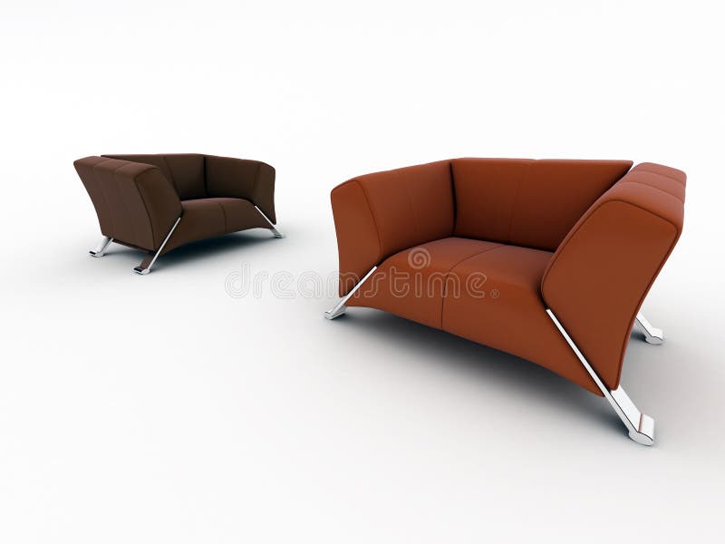 Modern armchairs isolated on the white. Modern armchairs isolated on the white
