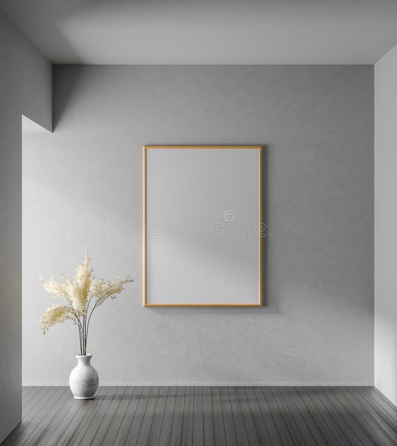Faux cadre haut d'affiche dans l'intérieur moderne avec les murs en béton Conception minimaliste de pièce illustration 3D illustration de vecteur Faux cadre haut d'affiche dans l'intérieur moderne avec les murs en béton Conception minimaliste de pièce illustration 3D illustration de vecteur