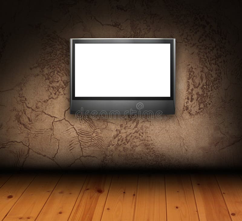 Faux painted and textured stucco wall with LCD tv. Tv wall pattern illustrations