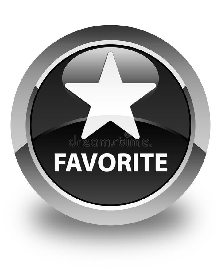 Favorite Star Icon Glossy Black Round Button Stock Illustration