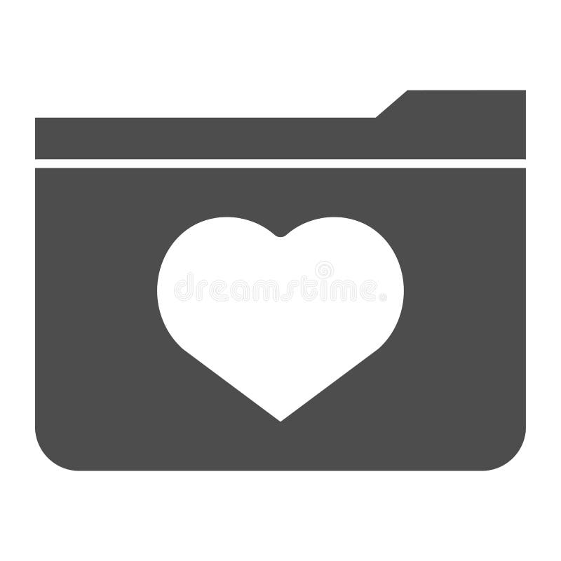 Favourites solid icon. File folder with heart vector illustration isolated on white. Computer folder glyph style design royalty free illustration