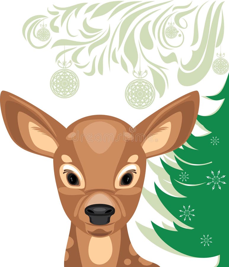 Fawn and Christmas tree