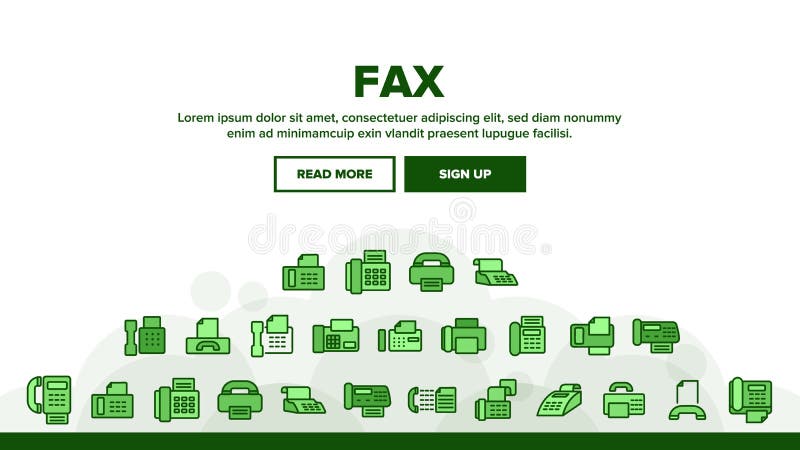 Fax Printer Landing Header Vector stock illustration