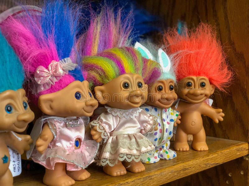 FAYETTEVILLE, NC - CIRCA April 2019 : Troll Dolls for Sale on Shelf