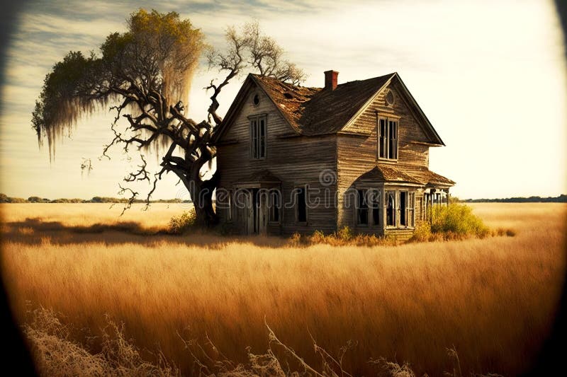 Uma Grande Casa De Madeira Abandonada Cercada Por árvores Escuras. Criado  Com O Auxílio Generativo Ilustração Stock - Ilustração de ninguém, velho:  266126994