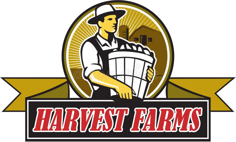 Fazendeiro orgânico Harvest Farms Circle retro ilustração stock Fazendeiro orgânico Harvest Farms Circle retro ilustração stock