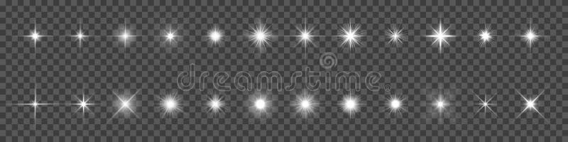 Star light and shine glow, vector sparks and bright sparkles effect on transparent background. Stars flare and starlight flash shine, magic glitter and twinkling stars. Star light and shine glow, vector sparks and bright sparkles effect on transparent background. Stars flare and starlight flash shine, magic glitter and twinkling stars