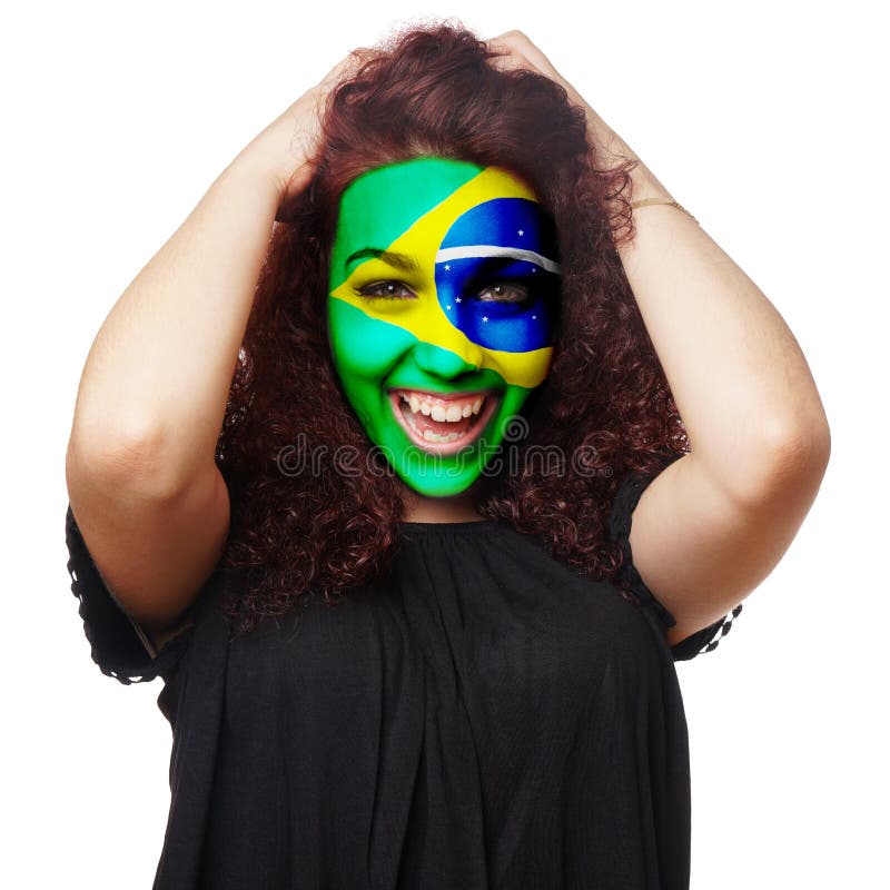 Față cu drapel brazilian royalty free stock images